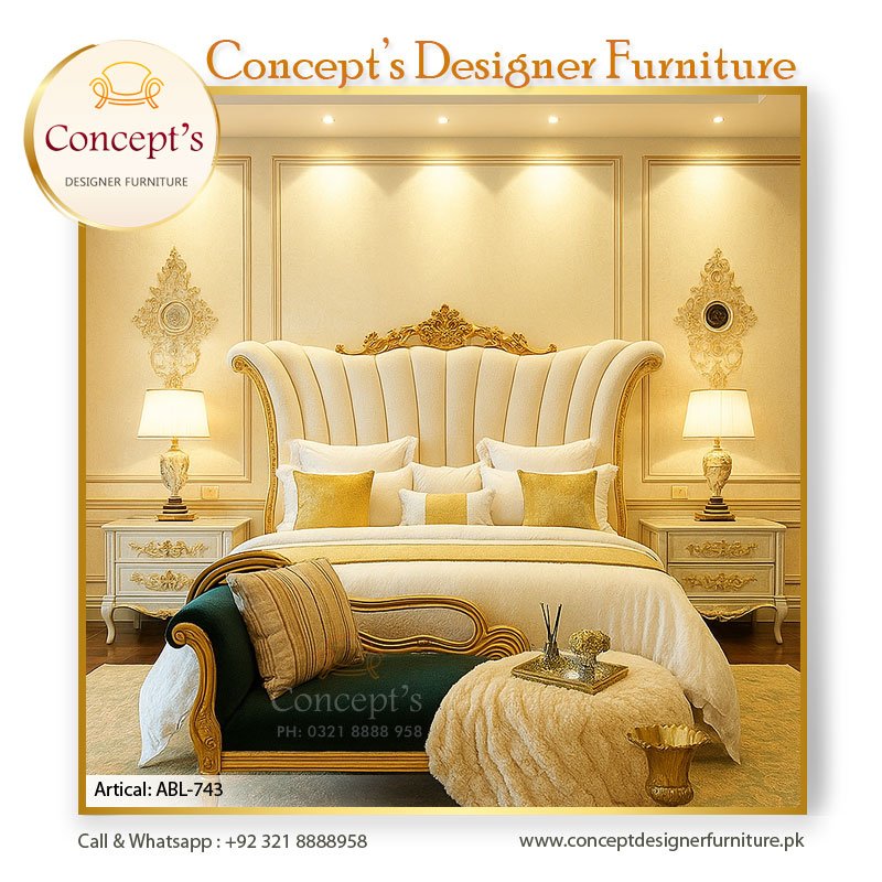 Crown line Double Bed with Side Tables